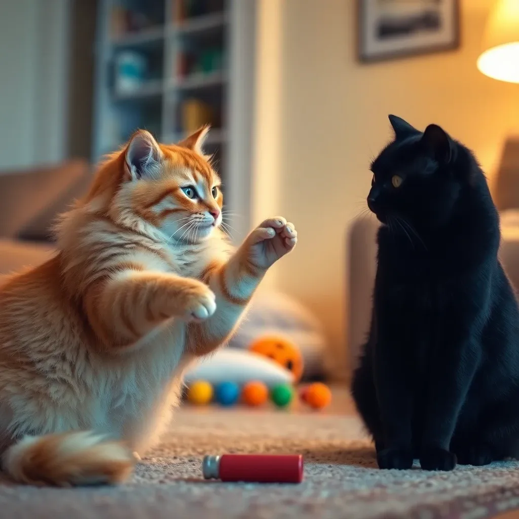 遊びの誘い?優しい猫パンチで遊んでほしいサイン