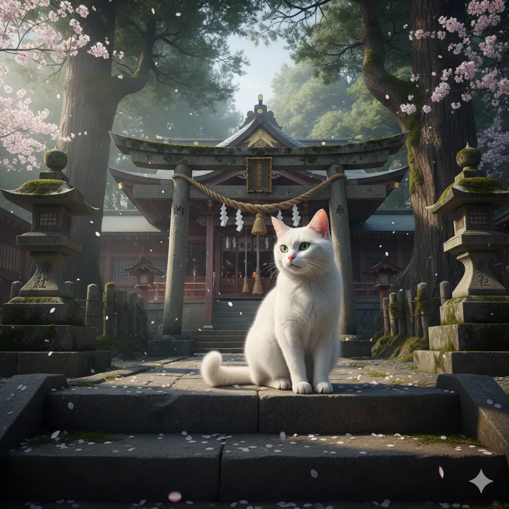 神社で猫が横切るスピリチュアルな意味！幸運を呼ぶ神の使い
