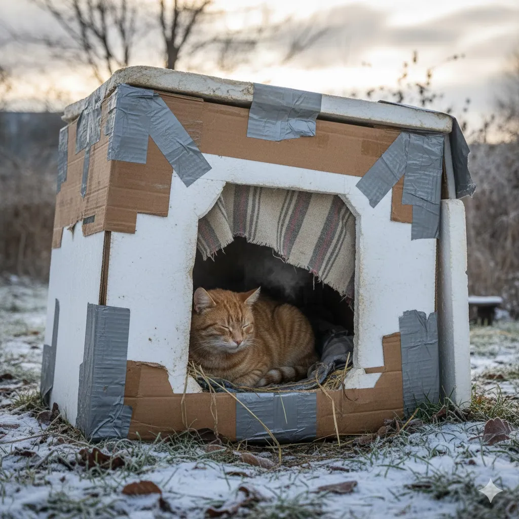 100均で簡単！冬の野良猫を守る発泡スチロールハウスの作り方