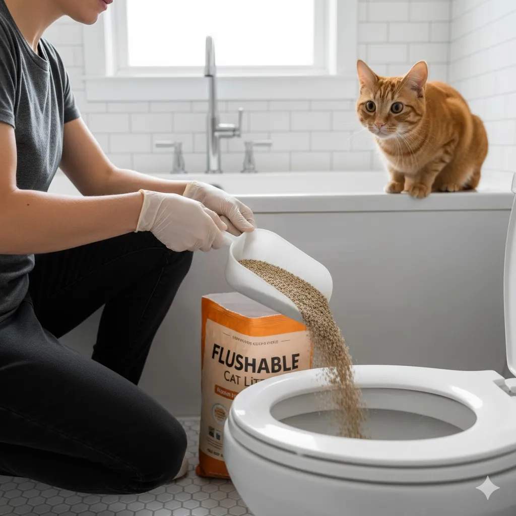 固まる？トイレに流せる木製猫砂口コミとシステムトイレの相性