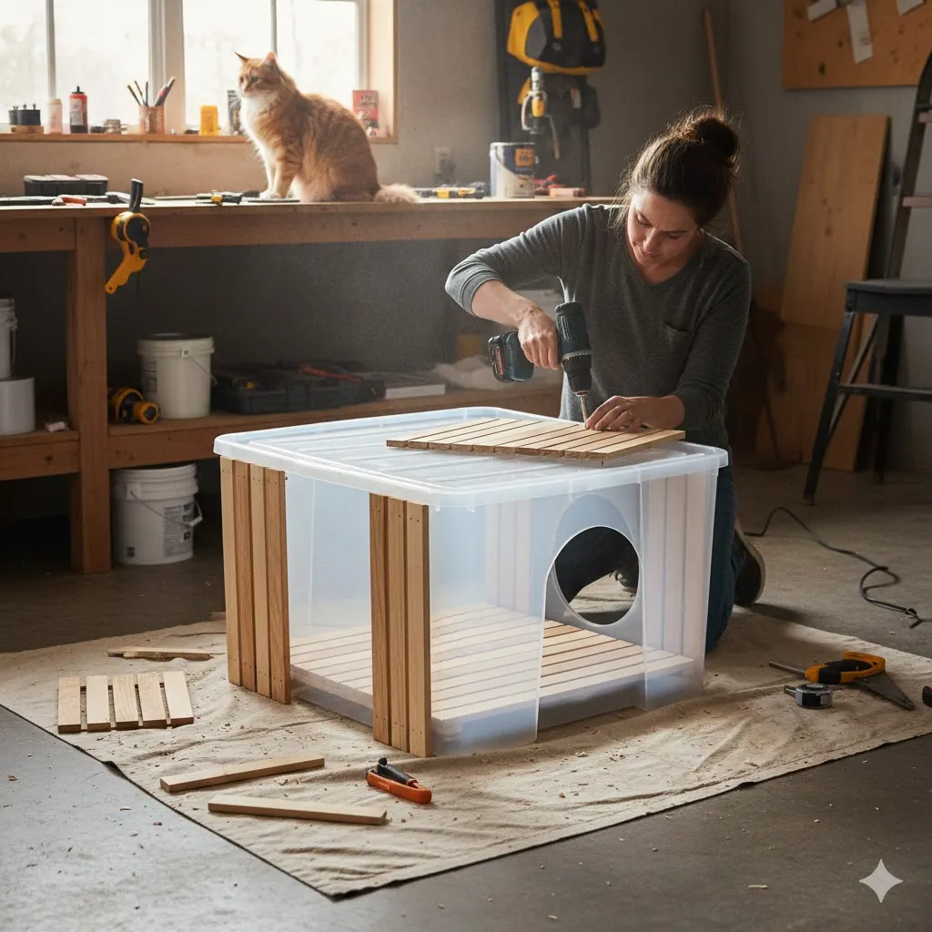 猫トイレの作り方！100均ダイソー衣装ケースで大型システムを自作