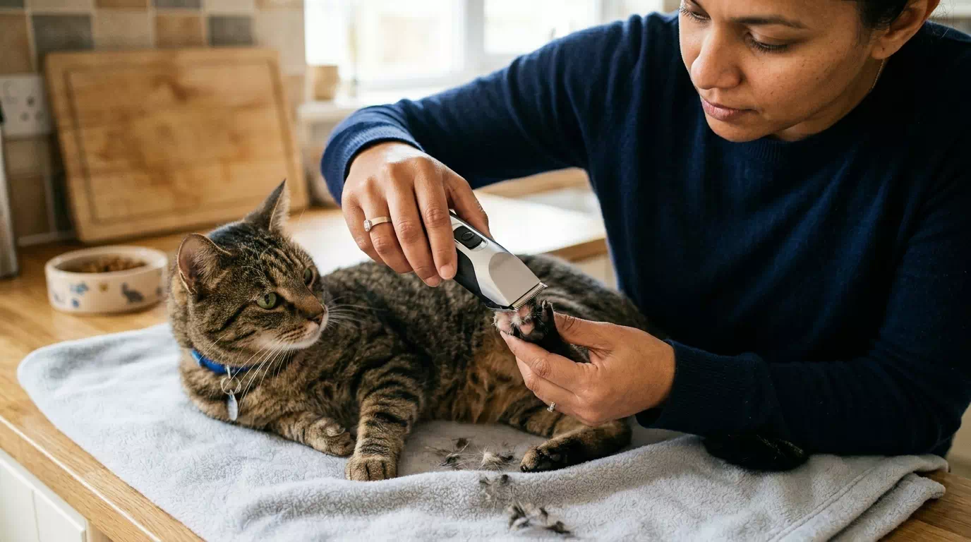 猫の肉球とバリカン