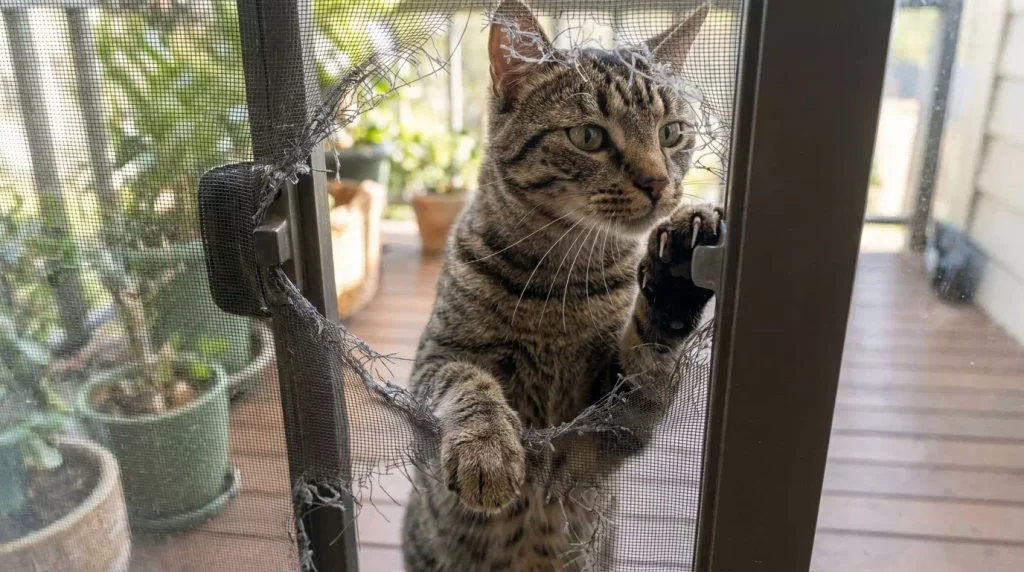 網戸をよじ登る猫への対策!100均素材で手作りする強力フェンス